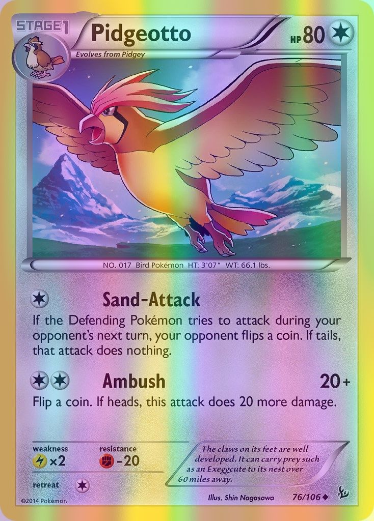 Pidgeotto - 076/106 (FLF) Uncommon - Near Mint Reverse Holofoil