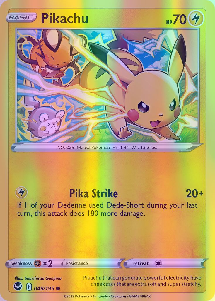 Pikachu - 049/195 (SWSH12) Common - Near Mint Reverse Holofoil