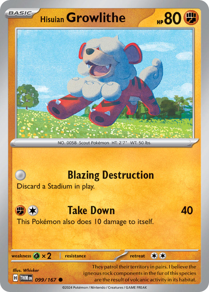 Hisuian Growlithe - 099/167 (TWM) Common - Near Mint