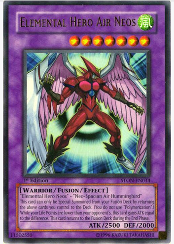 Elemental HERO Air Neos (STON-EN034) Ultra Rare - Heavy Play 1st Edition