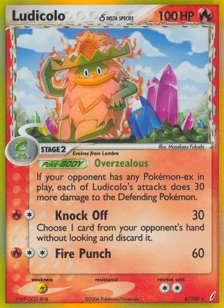 Ludicolo - 6/100 (CG) Reverse Holo Rare - Damaged Reverse Holofoil