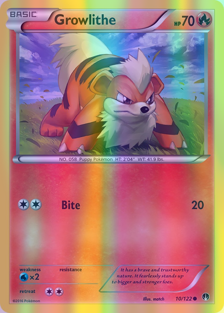 Growlithe - 010/122 (BKP) Common - Near Mint Reverse Holofoil