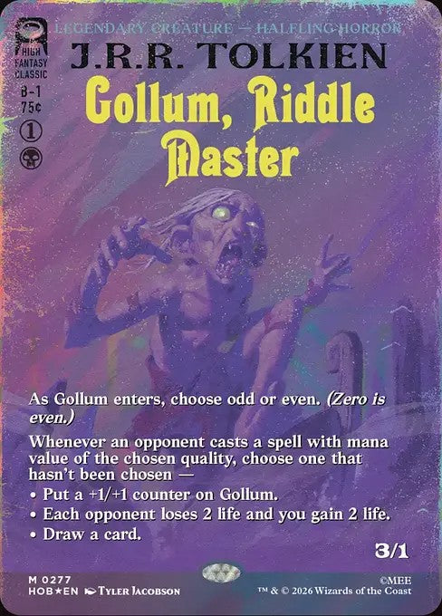 Gollum, Riddle Master [ #0277 Borderless Book Cover Surge Foil ] (HOB-M)