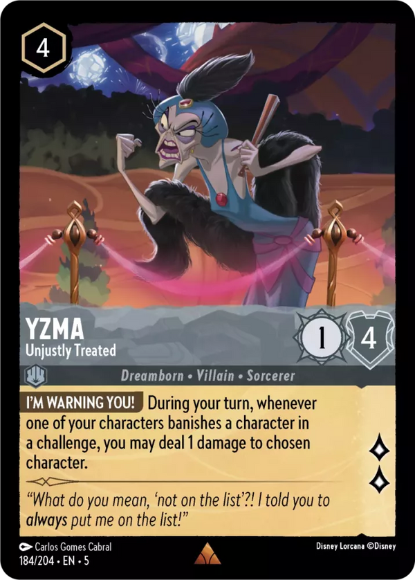 Yzma - Unjustly Treated (Shimmering Skies 184/204) Rare - Near Mint