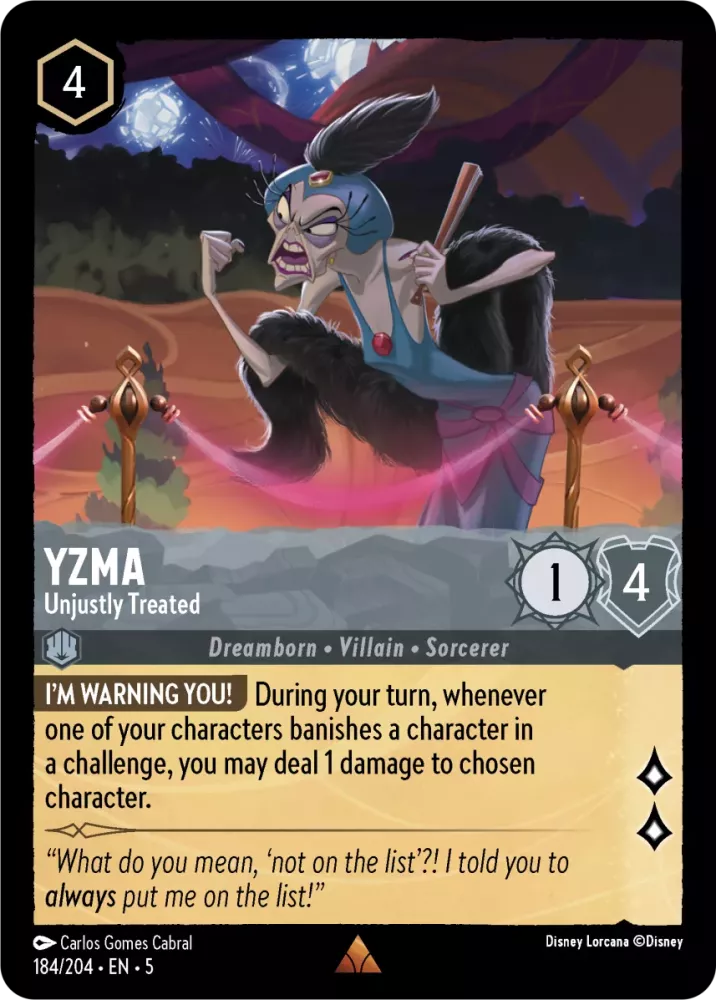 Yzma - Unjustly Treated (Shimmering Skies 184/204) Rare - Near Mint