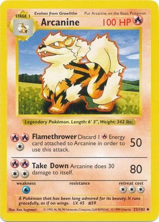 Arcanine - 023/102 (BSS) Uncommon - Near Mint Unlimited