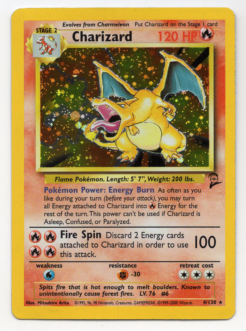 Charizard - 004/130 (BS2) Holo Rare - Damaged Holofoil