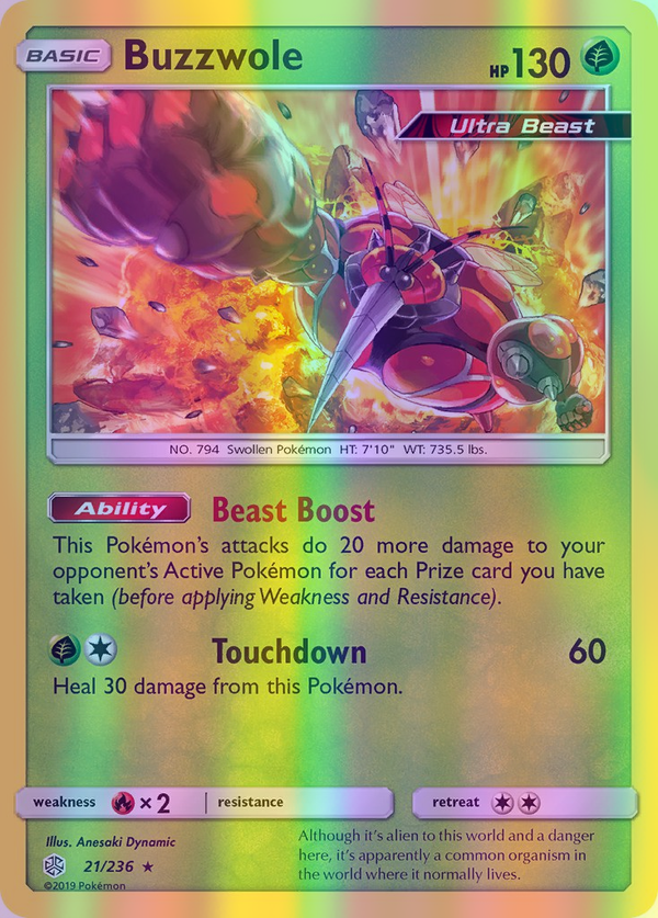 Buzzwole - 021/236 (CEC) Holo Rare - Near Mint Reverse Holofoil