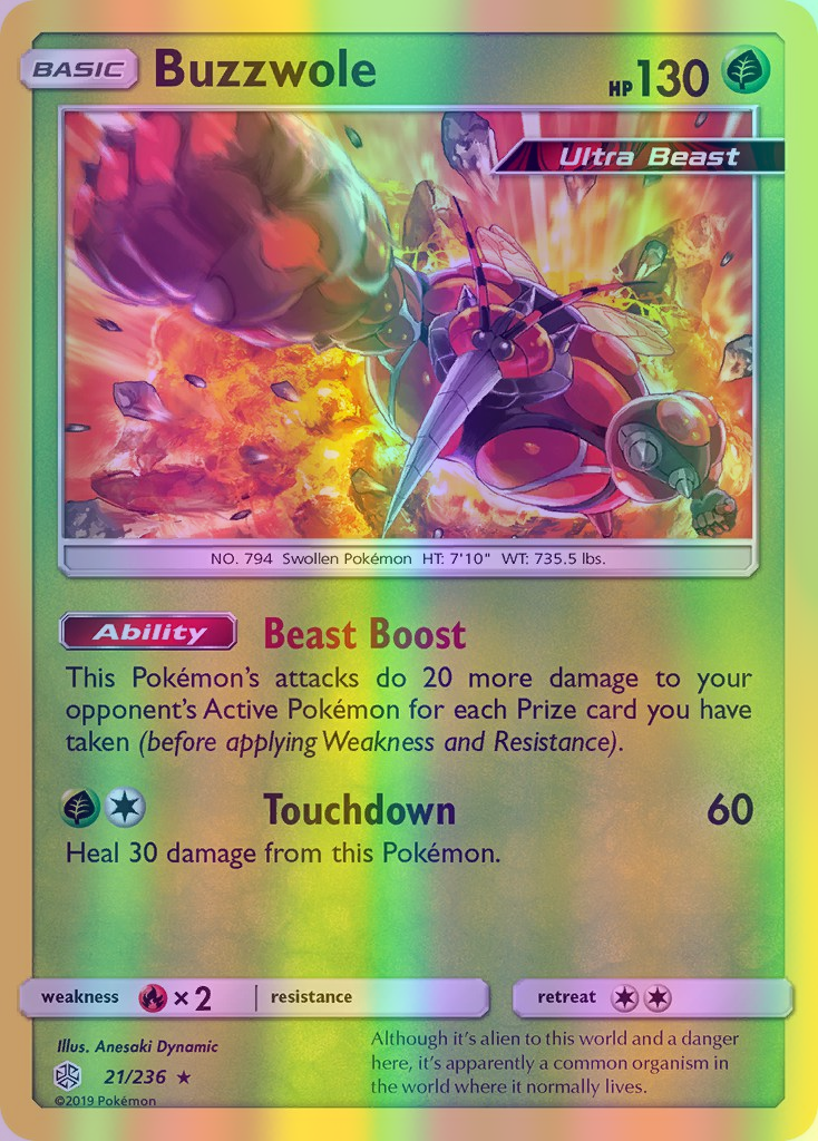 Buzzwole - 021/236 (CEC) Holo Rare - Near Mint Reverse Holofoil