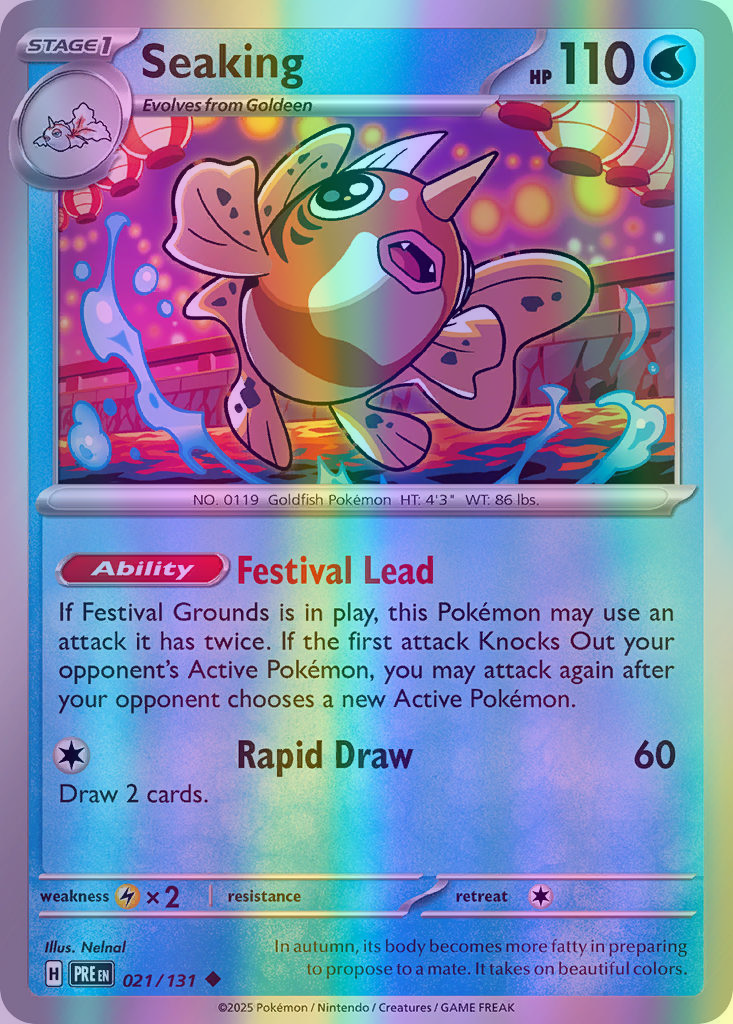 Seaking - 021/131 (PRE) Uncommon - Near Mint Reverse Holofoil