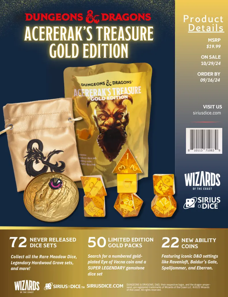 Sirius Dice: D&D Acererak's Treasure - Gold Edition (Wave 4)