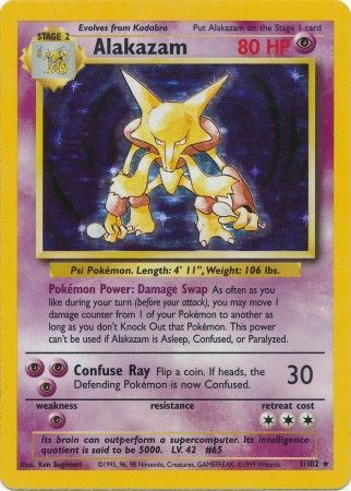 Alakazam - 001/102 (BS) Holo Rare - Heavy Play Holofoil