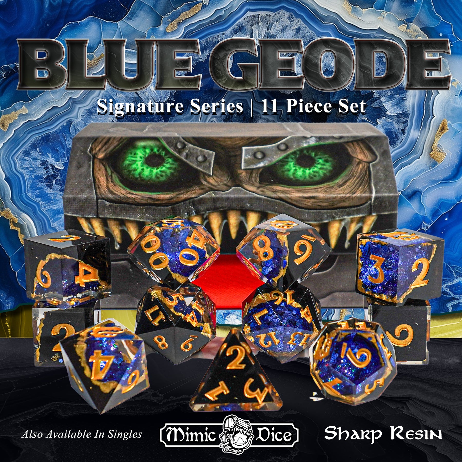 ArcKnight - Mimic Dice - Signature Sharp Resin - Blue Geode