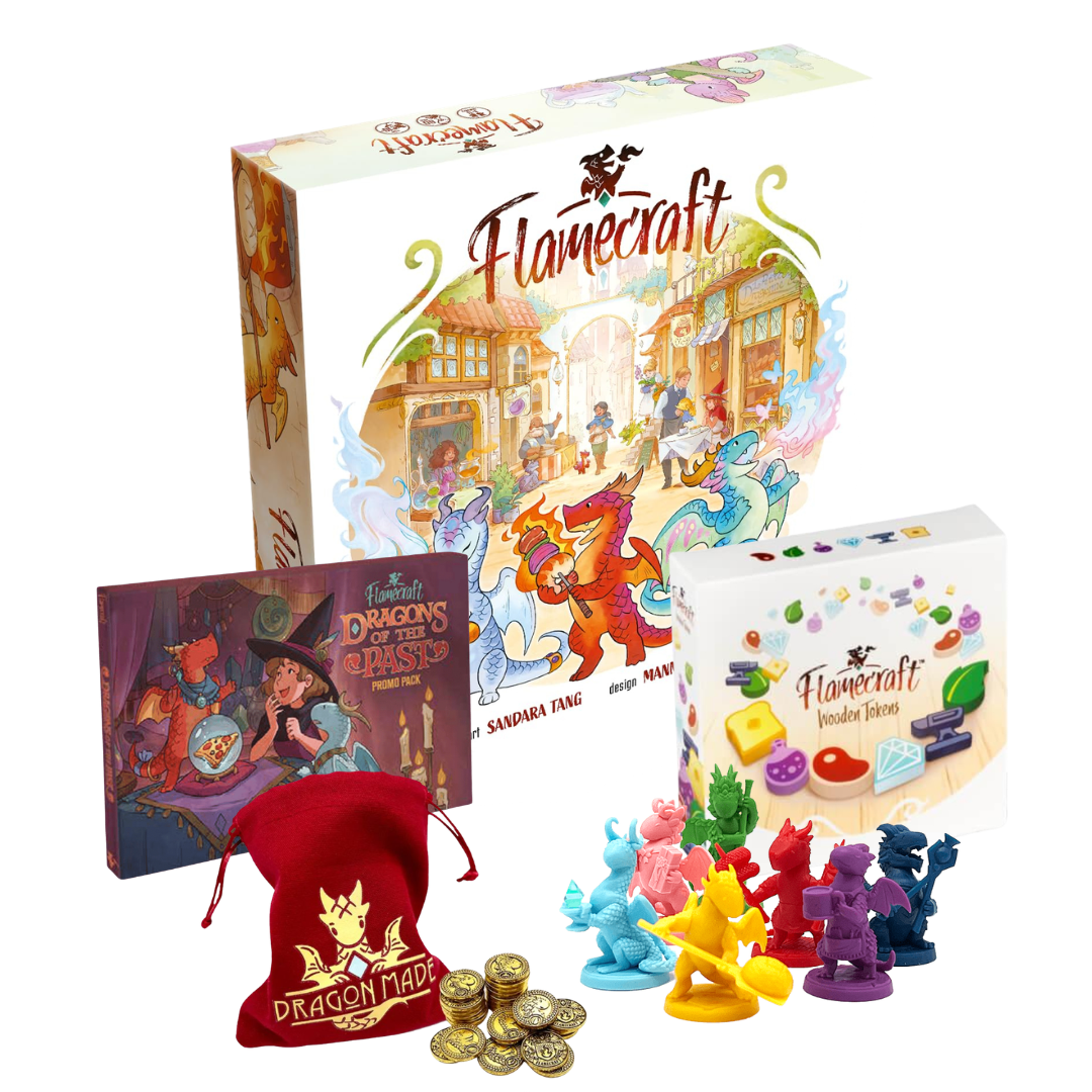 Flamecraft: Mega Bundle w/ Resource Upgrades, Dragon Miniatures, and Kickstarter Promos