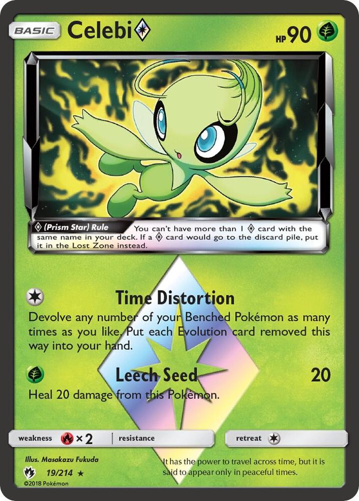 Celebi Prism Star - 19/214 (SM8) Prism Rare - Near Mint Holofoil