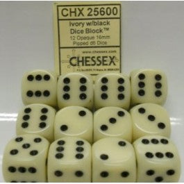 CHX25600: Opaque - 16mm D6 Ivory/Black (12)