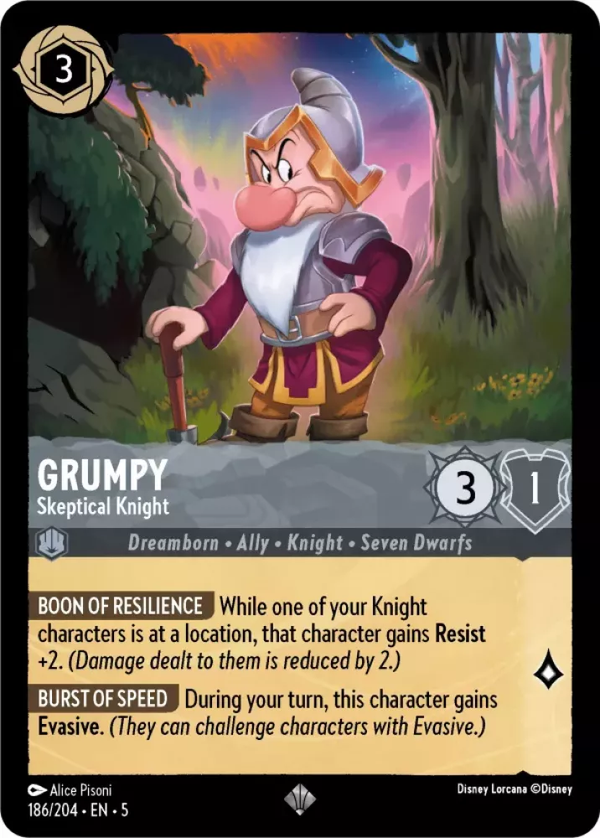 Grumpy - Skeptical Knight (Shimmering Skies 186/204) Super Rare - Near Mint