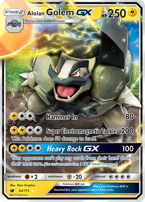 Alolan Golem GX - 034/111 (CIN) Ultra Rare - Near Mint Holofoil