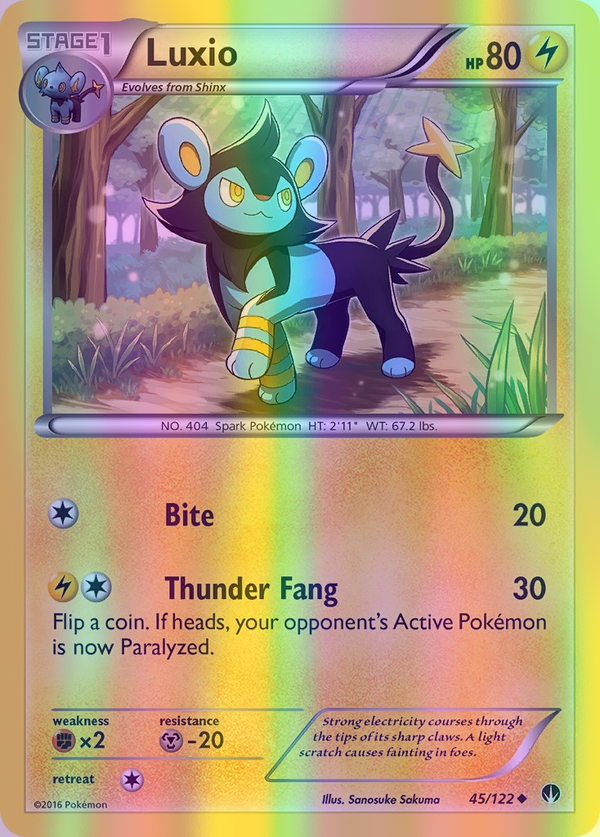 Luxio - 045/122 (BKP) Uncommon - Near Mint Reverse Holofoil