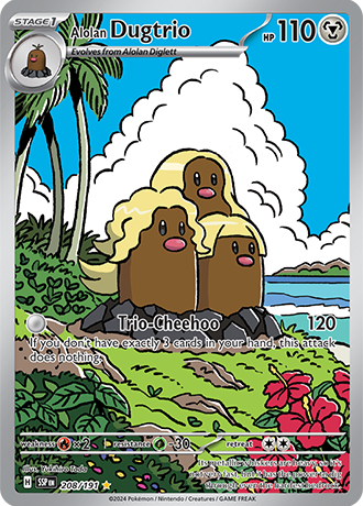 Alolan Dugtrio - 208/191 (SSP) Illustration Rare - Near Mint Holofoil