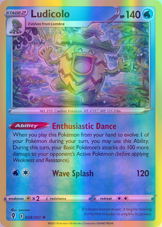 Ludicolo - 034/203 (SWSH07) Holo Rare - Near Mint Reverse Holofoil