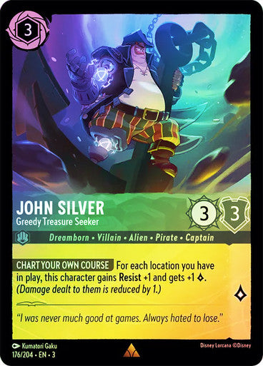 John Silver - Greedy Treasure Seeker (Into the Inklands 176/204) Rare - Near Mint Cold Foil