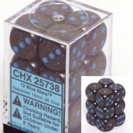CHX25738: Speckled - 16mm D6 Blue Stars (12)