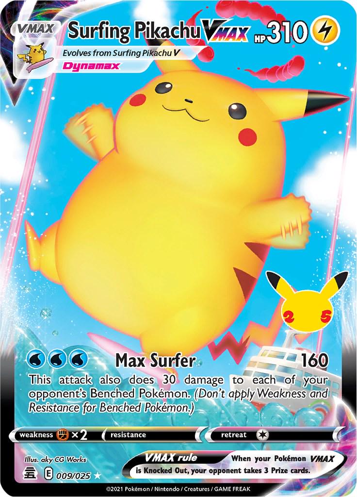 Surfing Pikachu VMAX - 009/025 (CLB) Ultra Rare - Heavy Play Holofoil