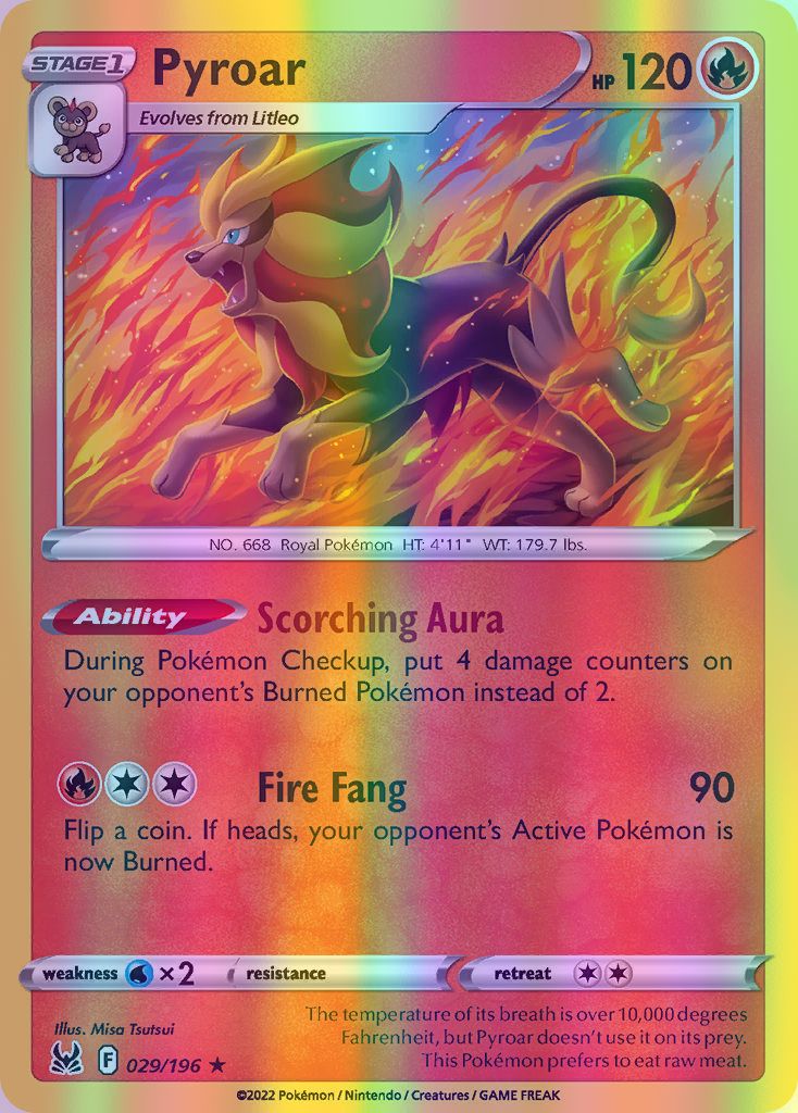 Pyroar - 029/196 (SWSH11) Holo Rare - Near Mint Reverse Holofoil