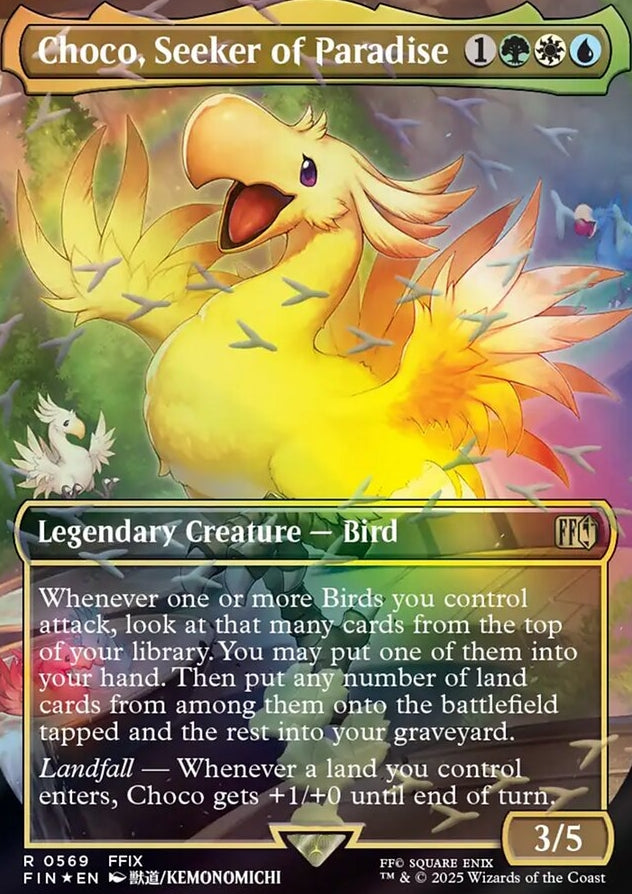 Choco, Seeker of Paradise [ #0569 Borderless Chocobo Track Foil ] (FIN-R) Foil Near Mint