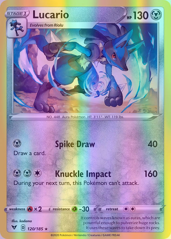 Lucario - 120/185 (SWSH04) Rare - Near Mint Reverse Holofoil