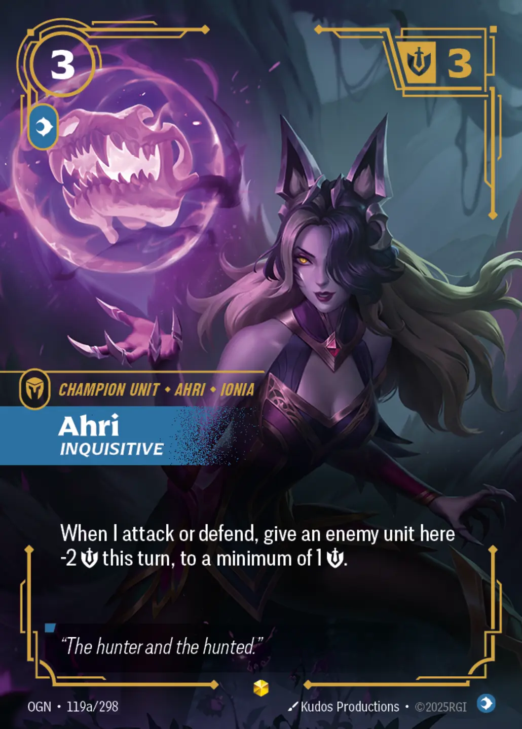 Ahri - Inquisitive (Alternate Art) - 119a/298 (OGN) Showcase
