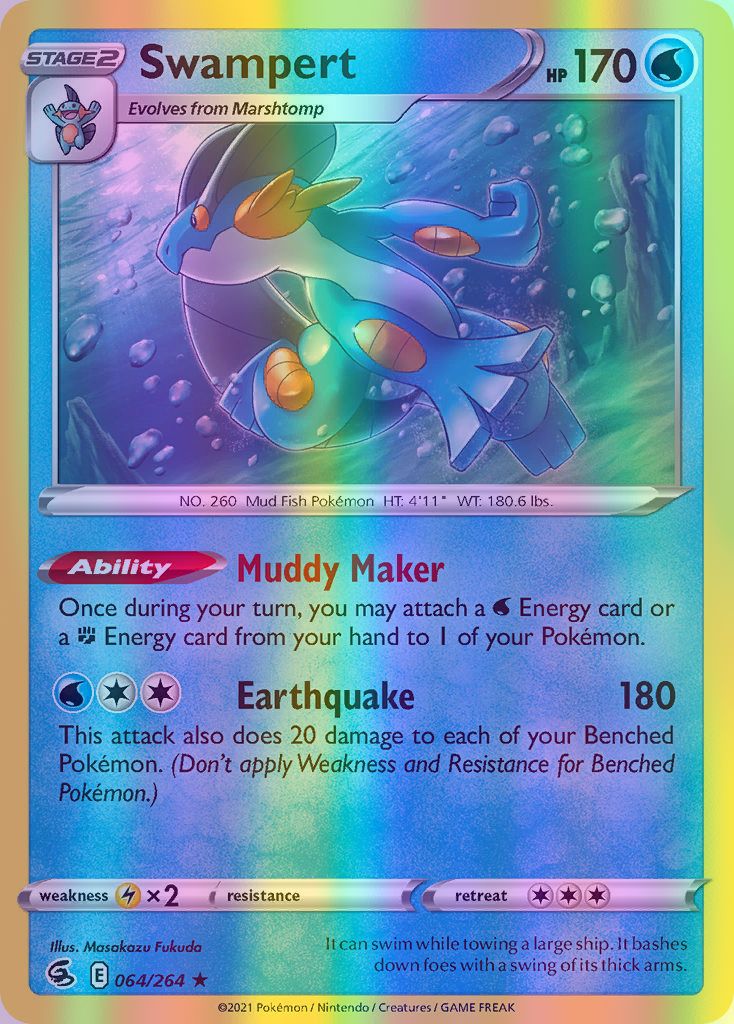 Swampert - 064/264 (SWSH08) Holo Rare - Near Mint Reverse Holofoil