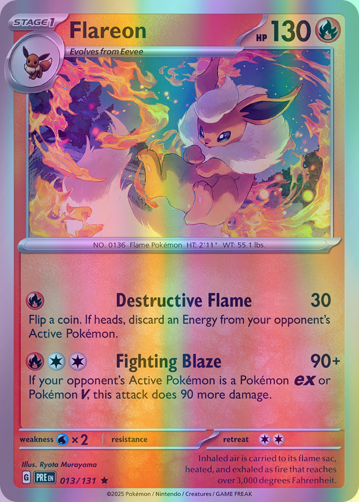 Flareon - 013/131 (PRE) Rare - Near Mint Reverse Holofoil