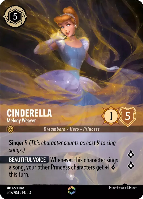 Cinderella - Melody Weaver (Alternate Art) (Ursula's Return 205/204) Enchanted - Near Mint Holofoil