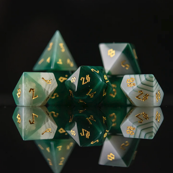 Green Agate Stone Dice Set