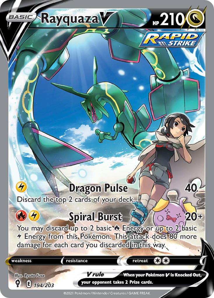 Rayquaza V (Alternate Full Art) - 194/203 (SWSH07) Ultra Rare - Near Mint Holofoil