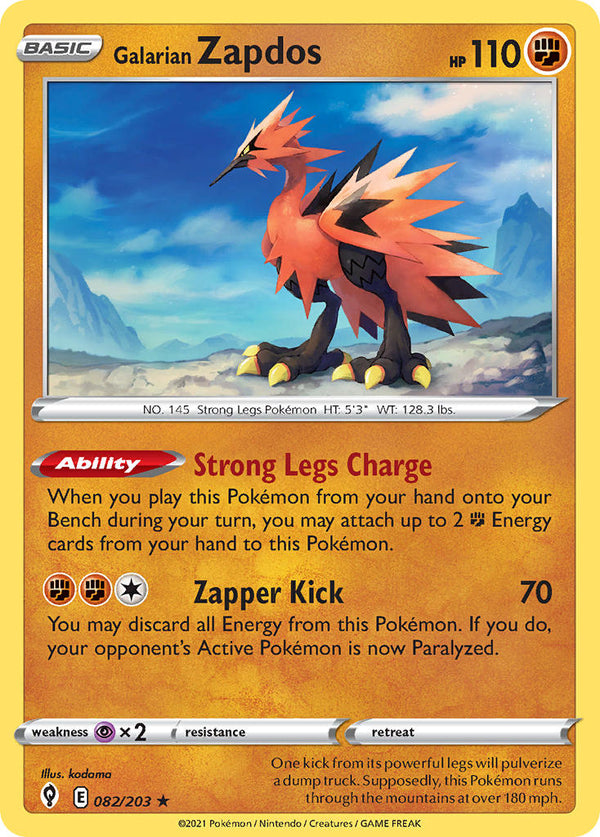 Galarian Zapdos - 082/203 (SWSH07) Holo Rare - Near Mint Holofoil