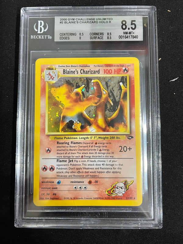 Blaine's Charizard (2/132) (Graded Beckett 8.5)