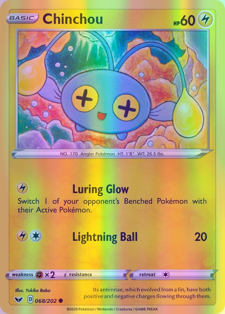 Chinchou - 068/202 (SWSH01) Common - Near Mint Reverse Holofoil