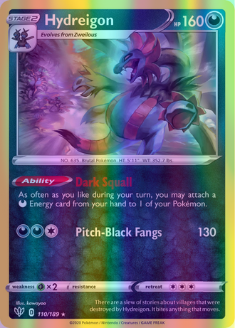 Hydreigon - 110/189 (SWSH03) Rare - Near Mint Reverse Holofoil