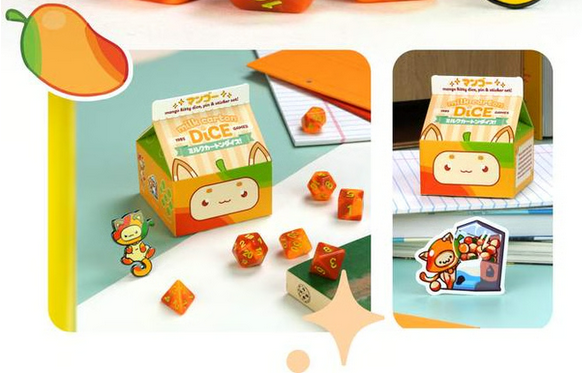 Milk Carton Kawaii Cat Dice: Fruit Meadows -