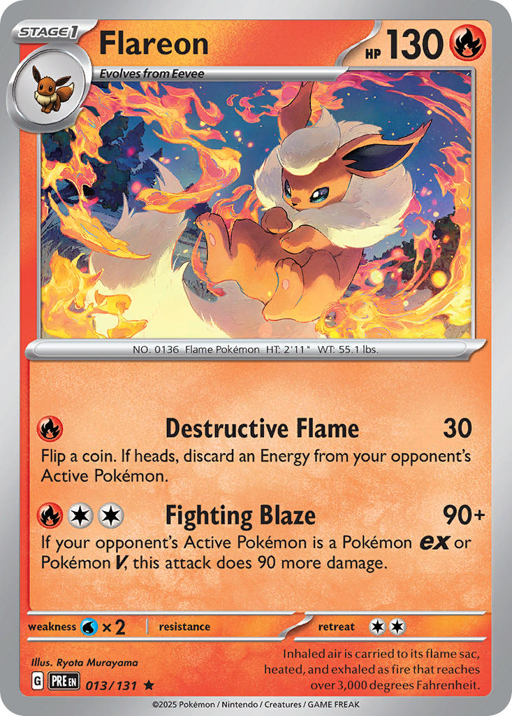 Flareon - 013/131 (PRE) Rare - Near Mint Holofoil