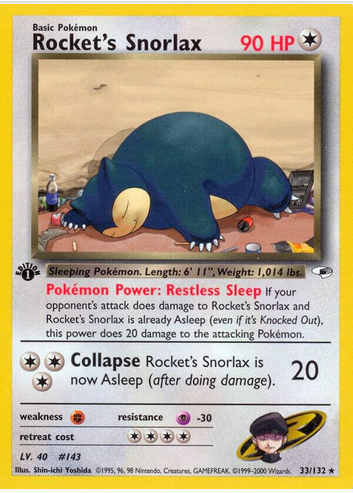 Rocket's Snorlax - 033/132 (G1) Light Play Unlimited