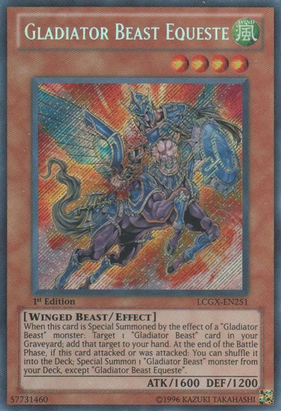 Gladiator Beast Equeste (LCGX-EN251) Secret Rare 1st Edition - Damaged