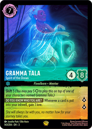 Gramma Tala - Spirit of the Ocean (Into the Inklands 143/204) Legendary - Near Mint Cold Foil