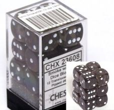 CHX23608: Translucent - 16mm D6 Smoke w/white (12)