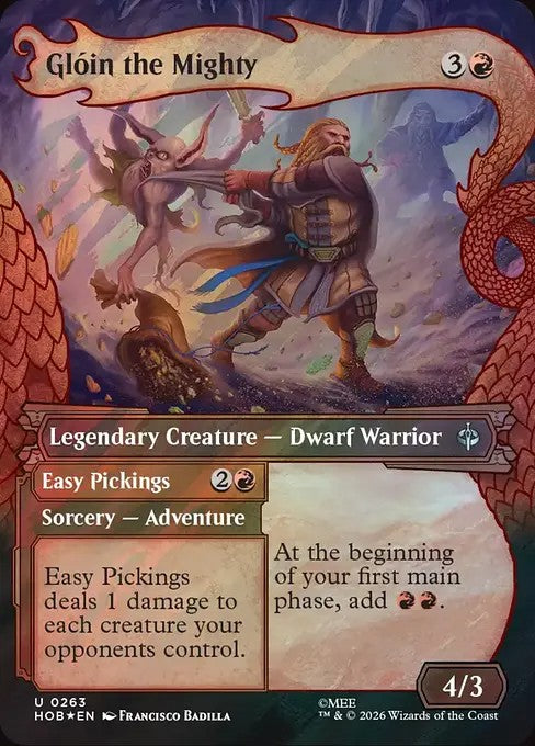 Gloin the Mighty // Easy Pickings [ #0263 Showcase Dragon Hoard Frame Surge Foil ] (HOB-U)