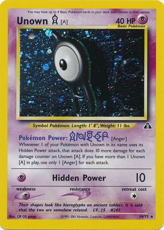 Unown A - 014/75 (N2) Holo Rare - Unlimited Light Play Holofoil