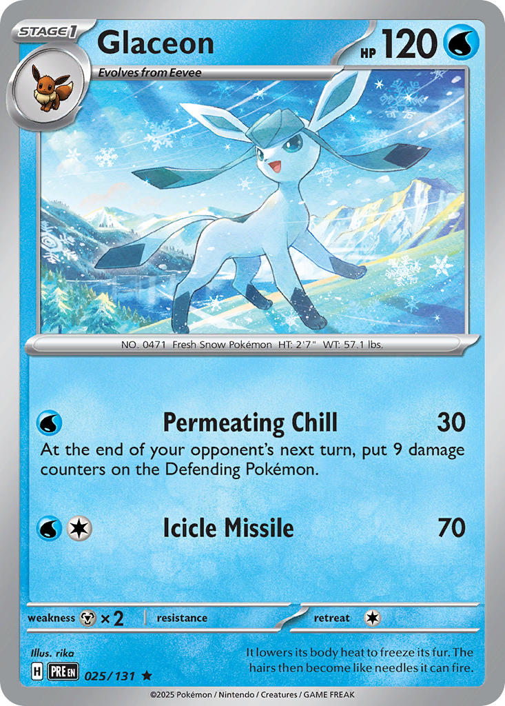 Glaceon - 025/131 (PRE) Rare - Near Mint Holofoil